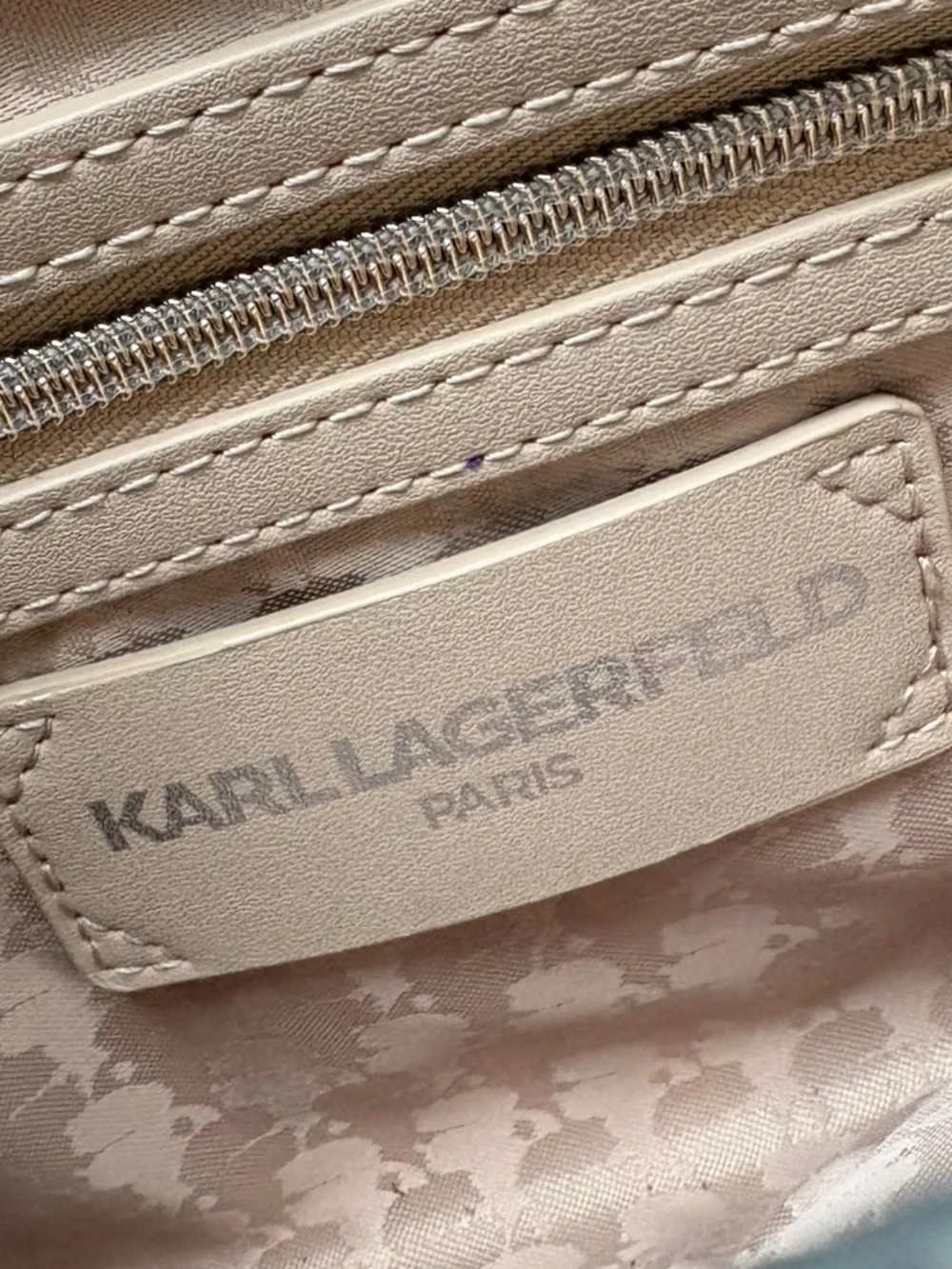 Karl Lagerfeld White Leather Crossbody Bag with Multicolor Lettering